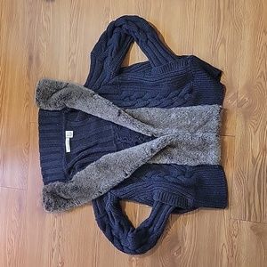 DKNY Jean's Faux Fur Cardigan